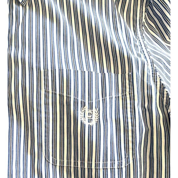 CHAPS Mens Short Sleeve Button Down Shirt Swiss Blue Stripe Cotton/Poly Size XL - Picture 4 of 6